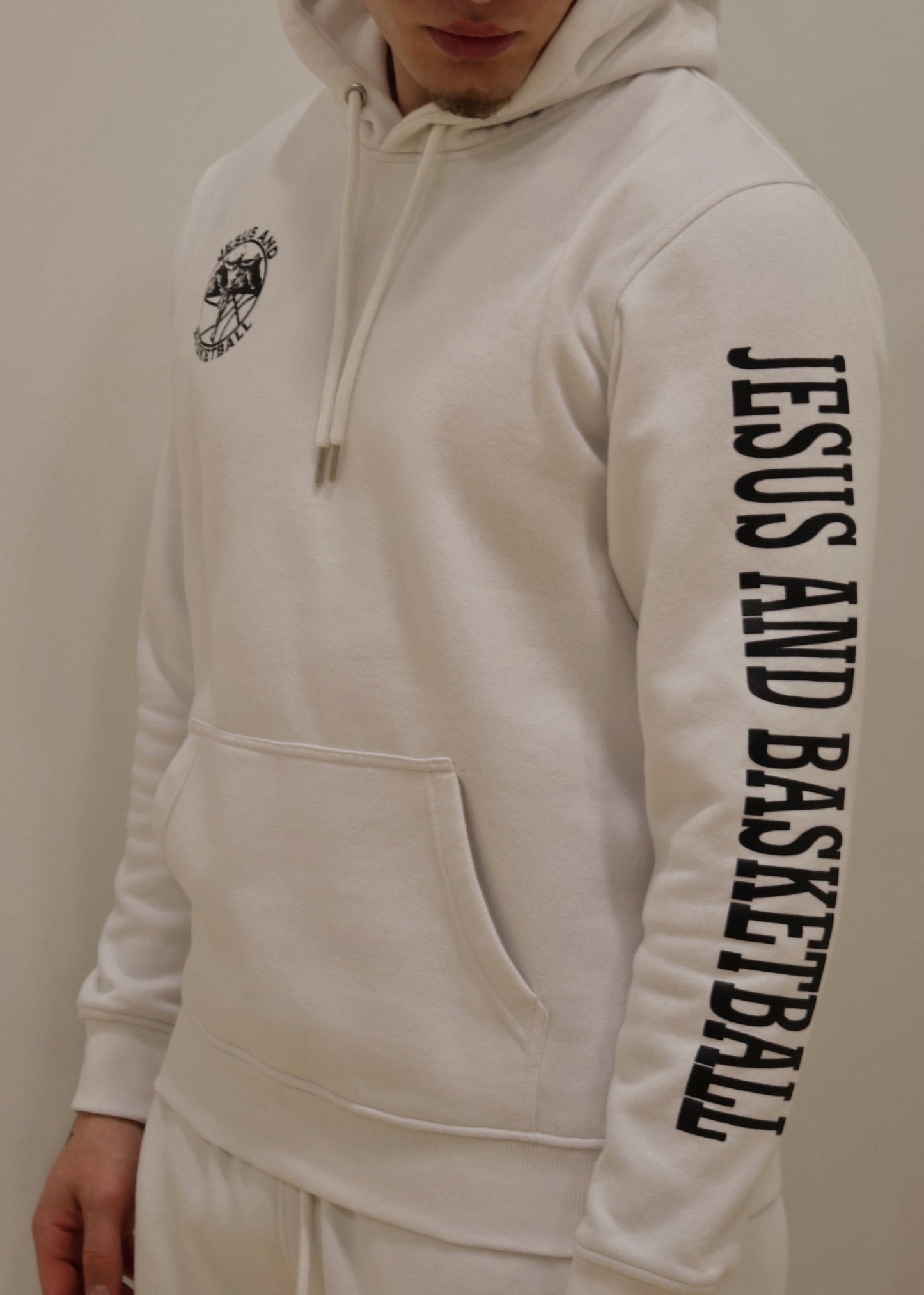 White 'Jesus And Basketball' Hoodie