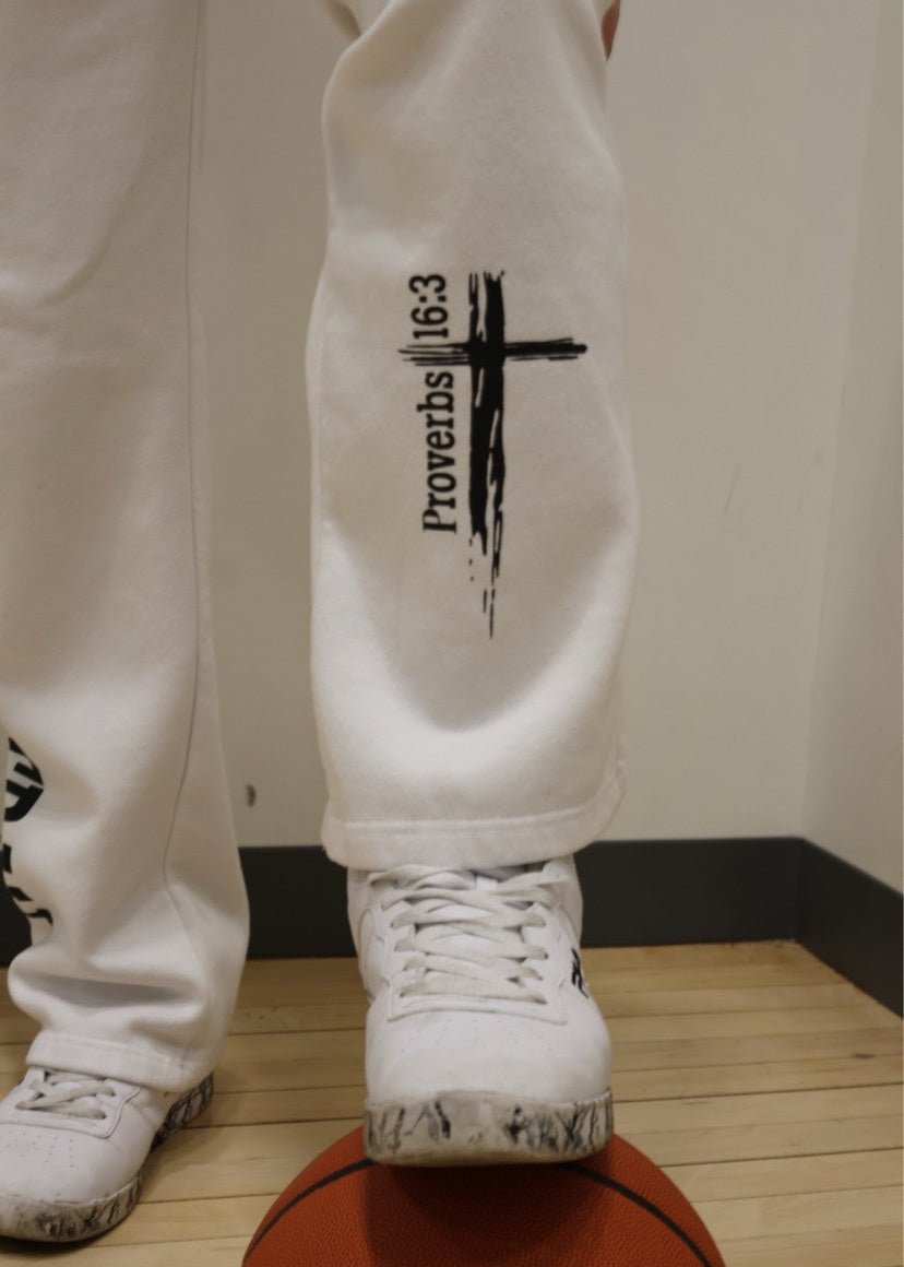 White 'Proverbs 16:3' Sweatpant