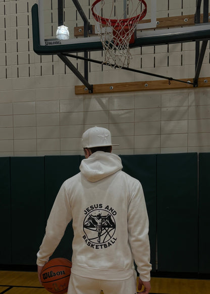 White 'Jesus And Basketball' Hoodie