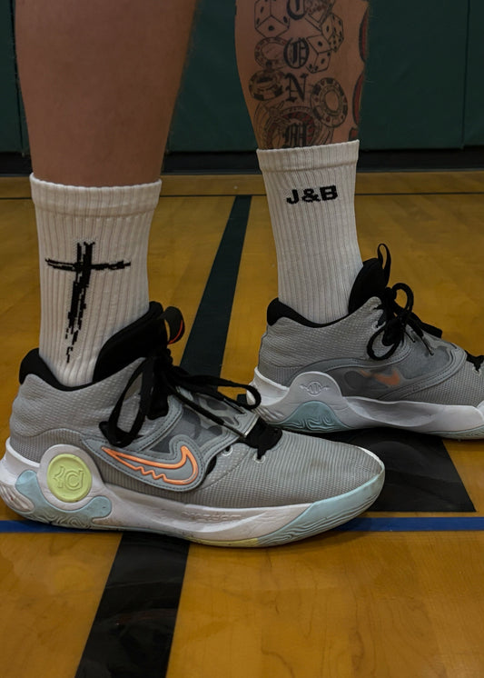 White 'J&B' Socks